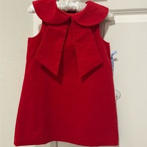 Edgehill Collection Red Sleeveless Dress with Bow Collar